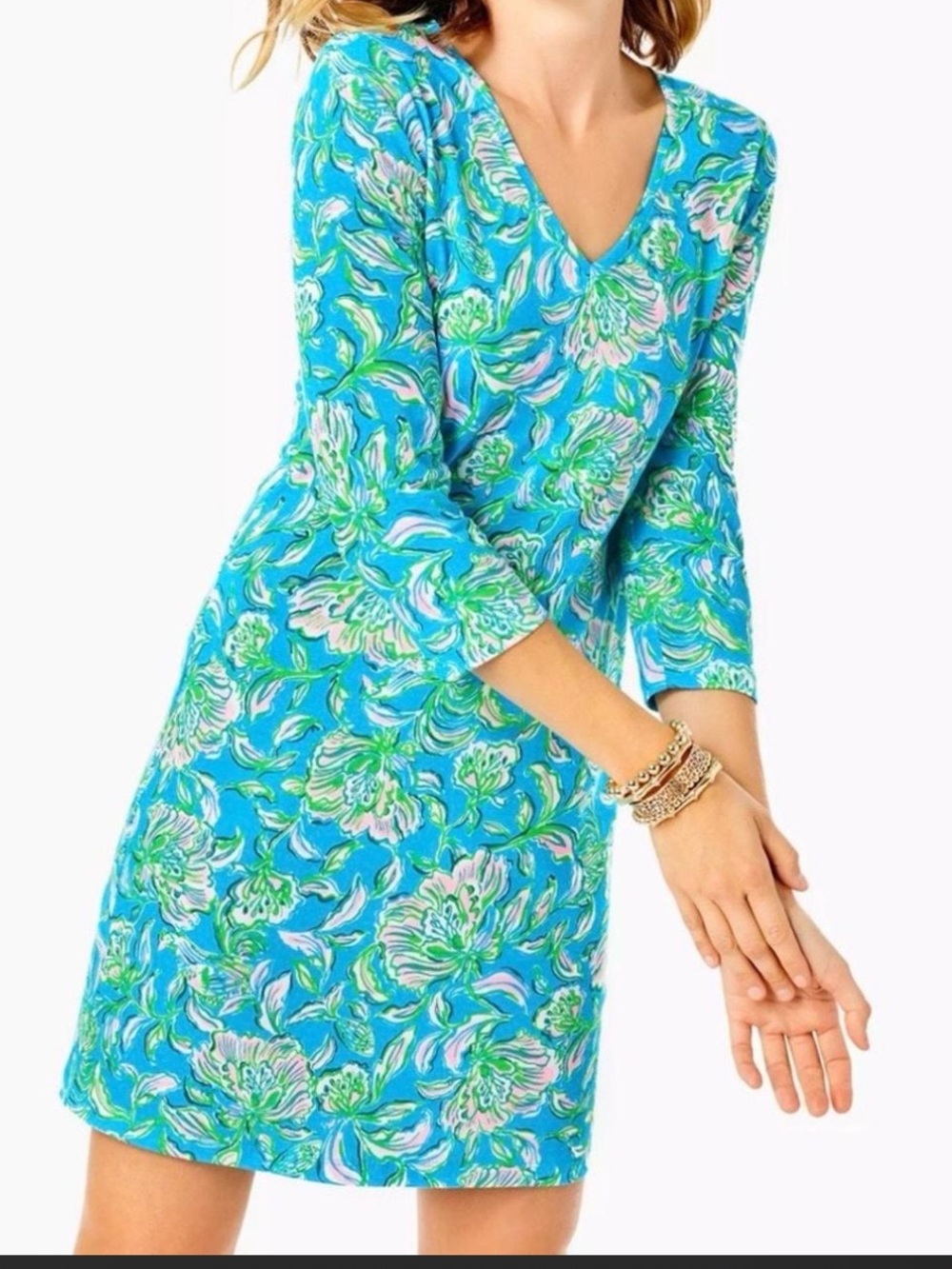 Lilly Pulitzer  Green and White Cotton Fabric Dress Size Med